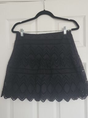 Eyelet Cotton Mini Skirt